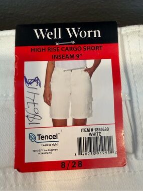 Well Worn White High-Rise Cargo Shorts